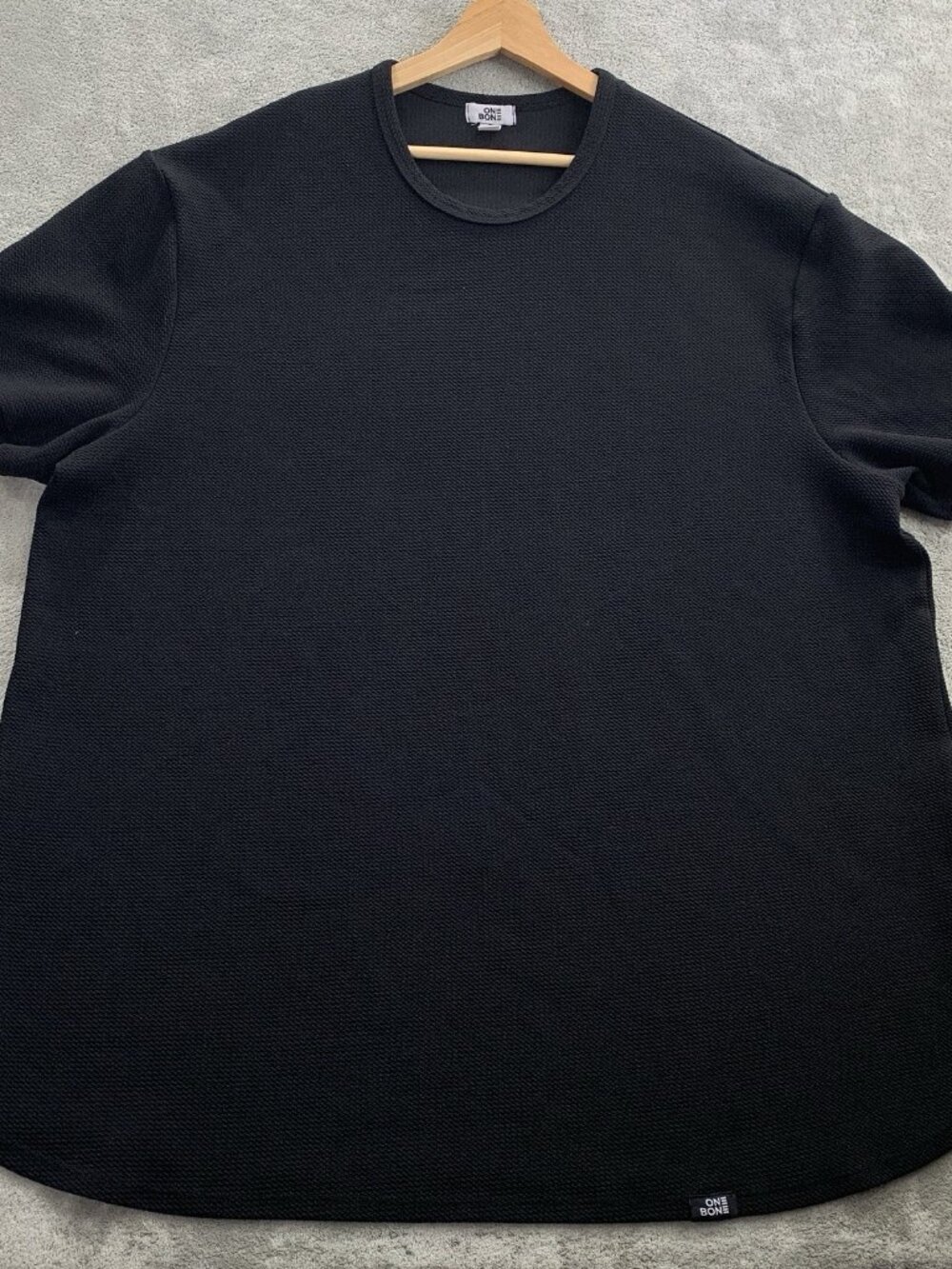 One Bone Shirt Men 3 (4XL) Black Waffle Textured Minimalist Bullet Tee OB115